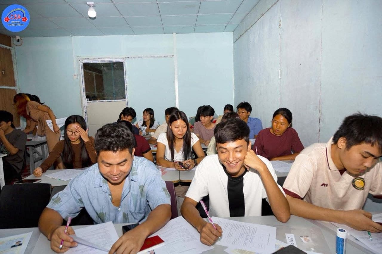 Students studying in a classroom